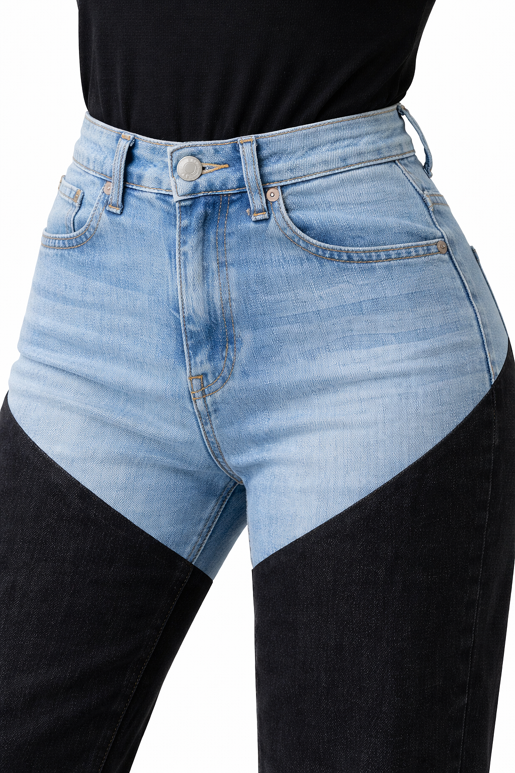 Two-Tone Denim Statement Jeans