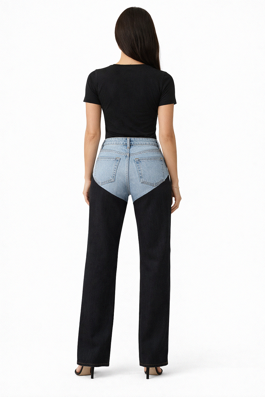 Two-Tone Denim Statement Jeans