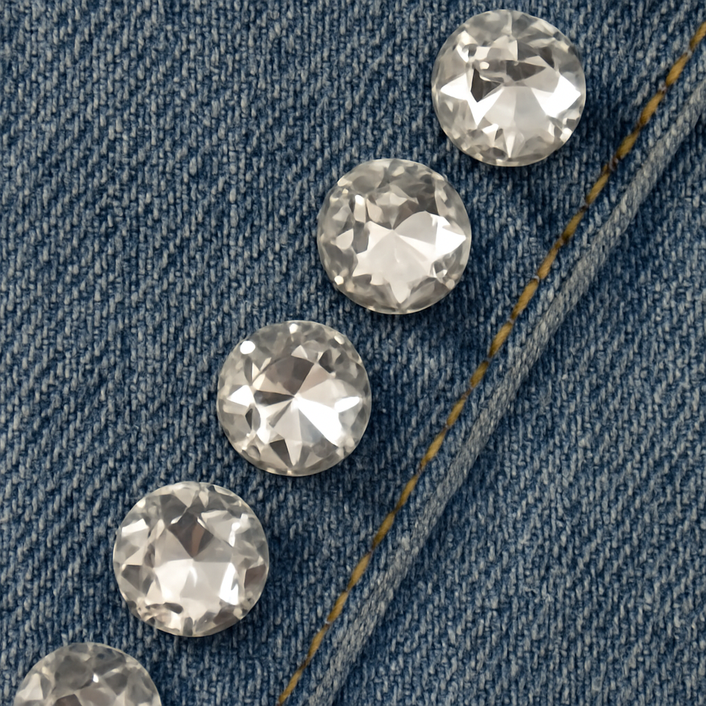Rhinestone Wave Denim Jeans