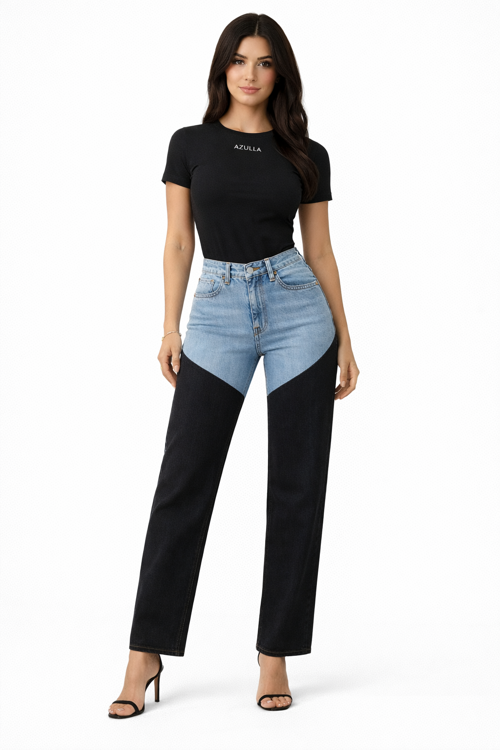 Two-Tone Denim Statement Jeans